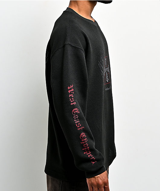 West Coast Choppers Rebel Wings Black Wash Thermal Long Sleeve T-Shirt