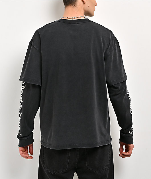West Coast Choppers Shadow Black Wash 2fer Long Sleeve T-Shirt