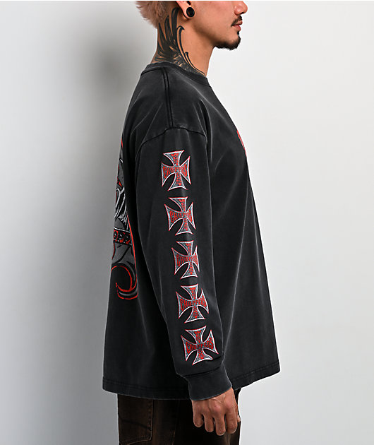 West Coast Choppers Spades Black Wash Long Sleeve T-Shirt