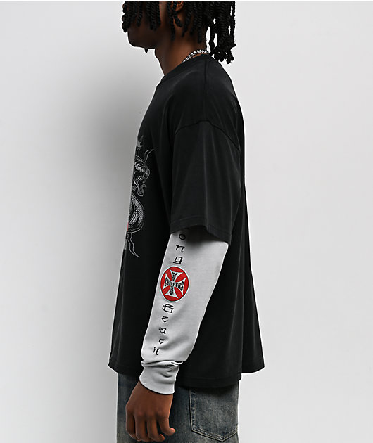West Coast Choppers Symmetry Black & Grey 2fer Long Sleeve T-Shirt