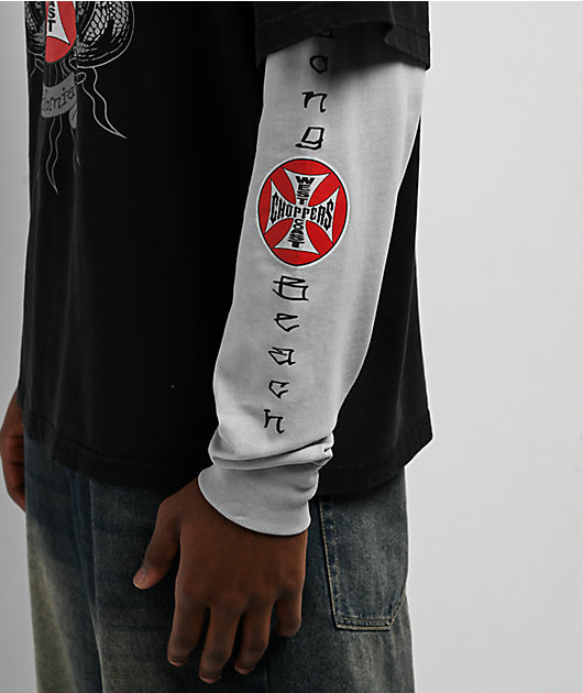West Coast Choppers Symmetry Black & Grey 2fer Long Sleeve T-Shirt