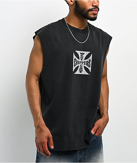 West Coast Choppers Triple Threat Black Wash Tank Top