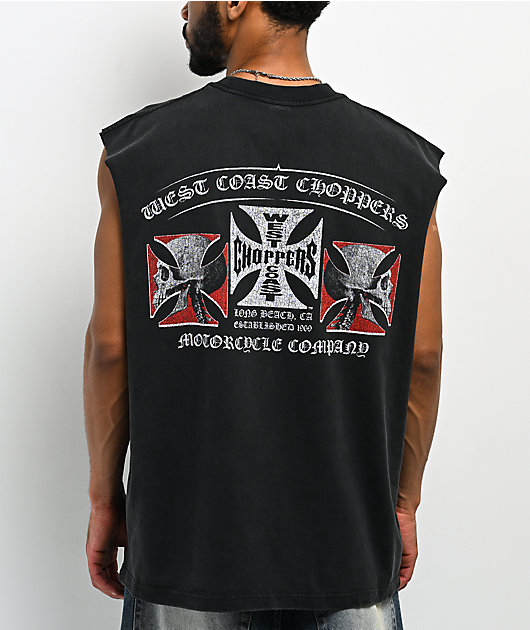 West Coast Choppers Triple Threat Black Wash Tank Top