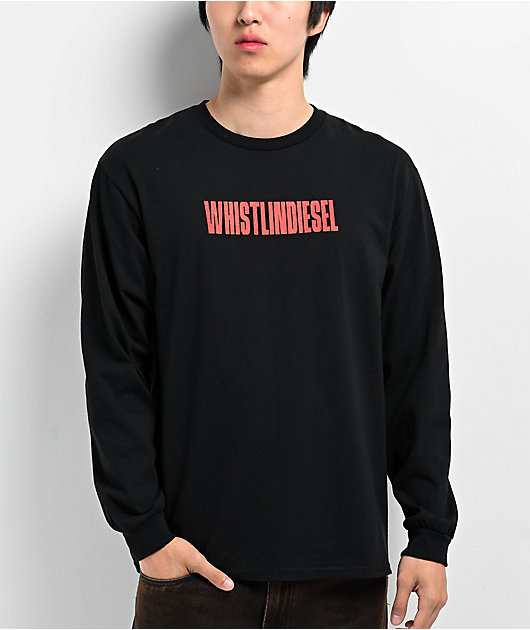 【DIESEL】 T-shirt Wesley Long-Sleeved T-Shirt Black ★人気 T-ANGIE Women's Long-sleeve cotton T-shirt, cut-out logo