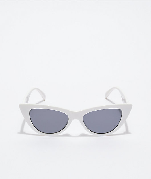 White & Smoke Lens Cateye Sunglasses