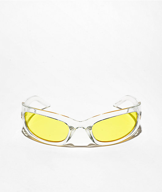 White & Yellow Moon Wrap Sunglasses