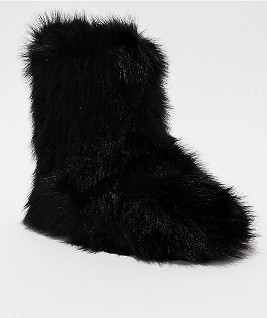 Wild Diva Melanie Black Fur Boots
