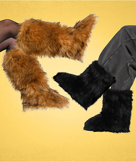 Wild Diva Melanie Brown Knee High Fur Boots | Zumiez