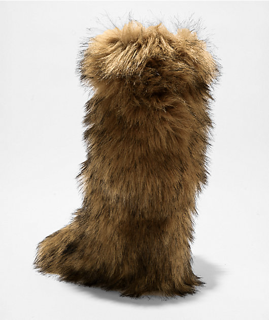 Wild Diva Melanie Brown Knee High Fur Boots