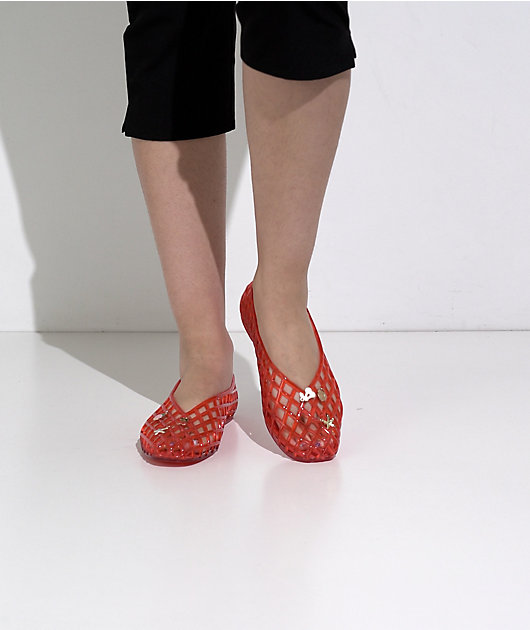 Wild Diva Suhana Red Ballet Flat Jelly Shoes video