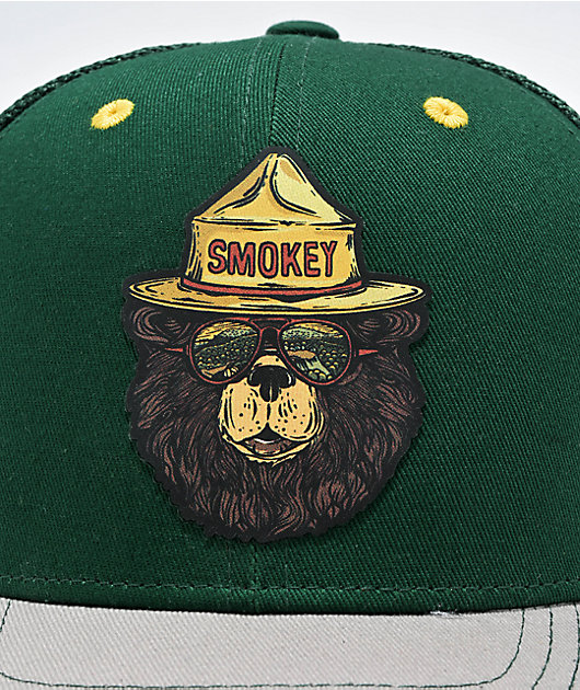 Wild Tribute Smokey The Groovy Bear Green Trucker Hat