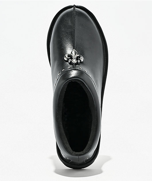 Worst Case Chrome Fleur Black Mule Shoes