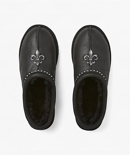 Worst Case Chrome Fleur Black Mule Shoes