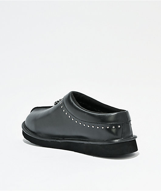 Worst Case Chrome Fleur Black Mule Shoes