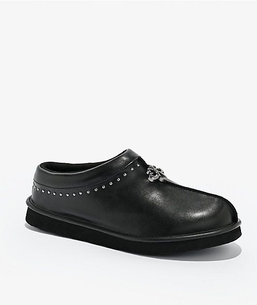 Worst Case Chrome Fleur Black Mule Shoes