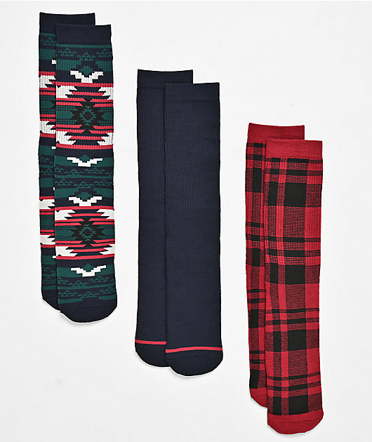 Wrangler Aztec Retro Classic 3 Pack Crew Socks