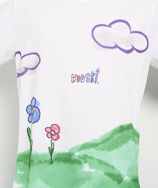 Wuuski Flower Drawings White T-Shirt