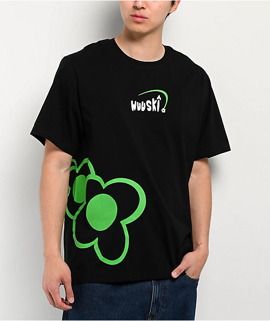 Wuuski Flower Logo Black T-Shirt