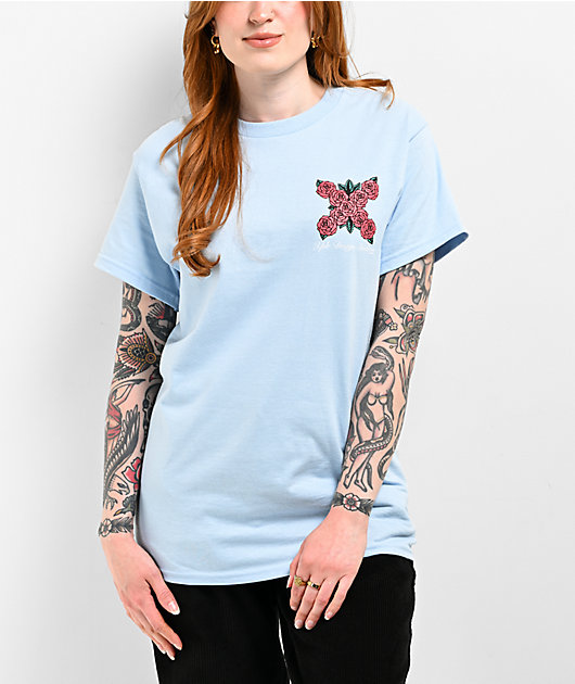 XPLR Roses Logo Light Blue T Shirt