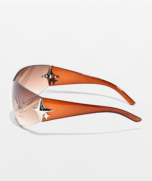 Y2K Oversized Diamond Brown Sunglasses