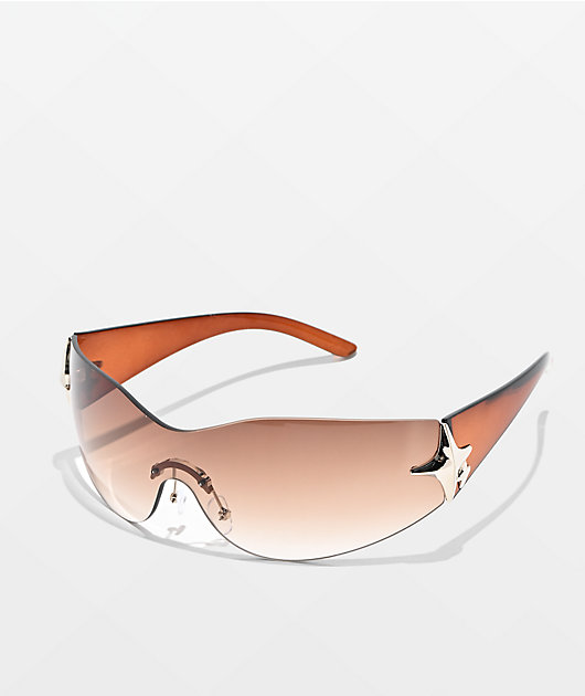Y2K Oversized Diamond Brown Sunglasses