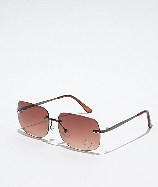 Efterligning Fordøjelsesorgan byrde Y2K Pink Heart Bling Rectangular Sunglasses