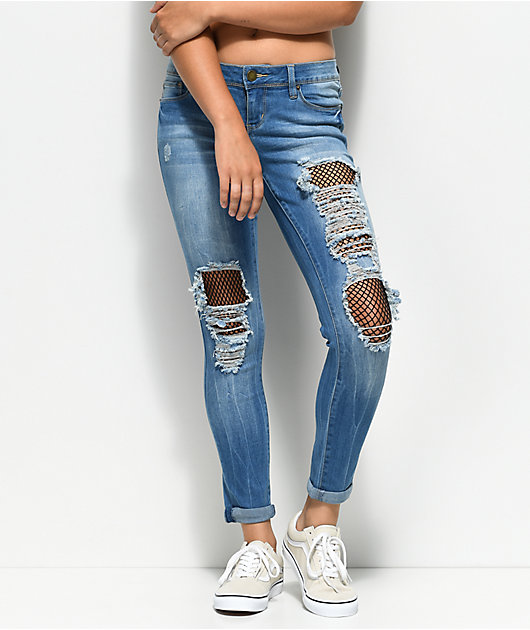 jeans with mesh