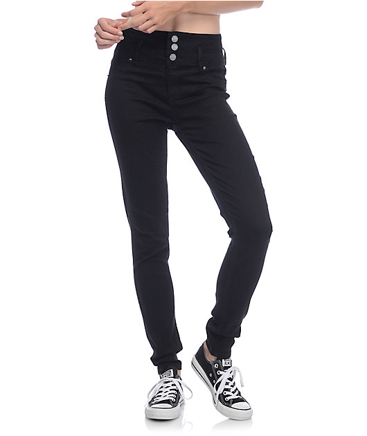 3 button black jeans