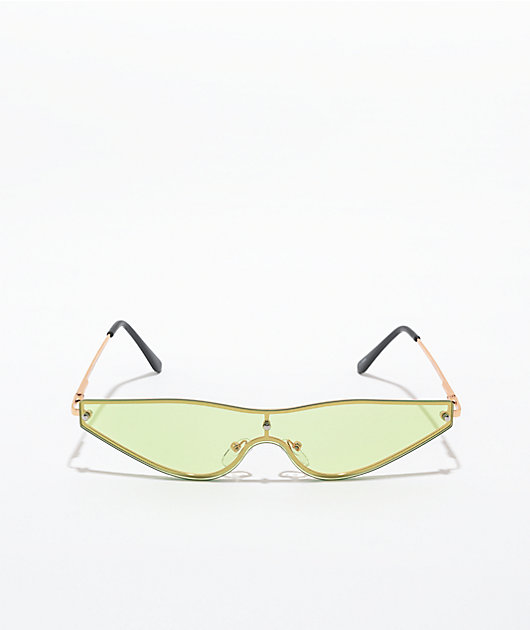 Yellow & Gold Micro Metal Shield Sunglasses