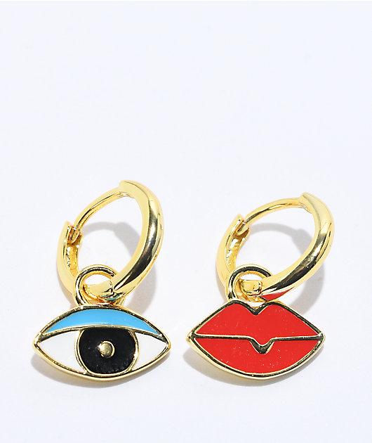 Yellow Owl Workshop Eyes & Lips Hoop Earrings