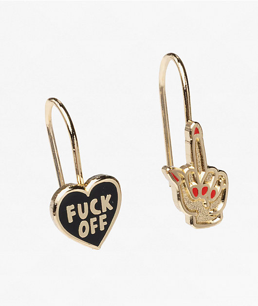Yellow Owl Workshop F*ck Off Heart & Middle Finger Earrings