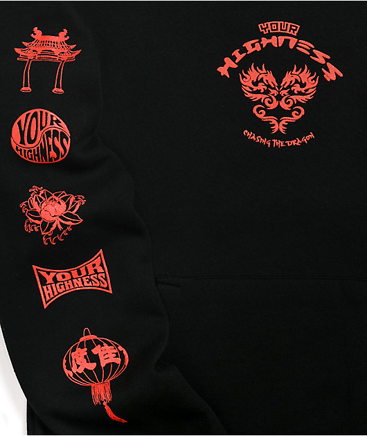 Your Highness Chasing The Dragon sudadera con capucha negra 