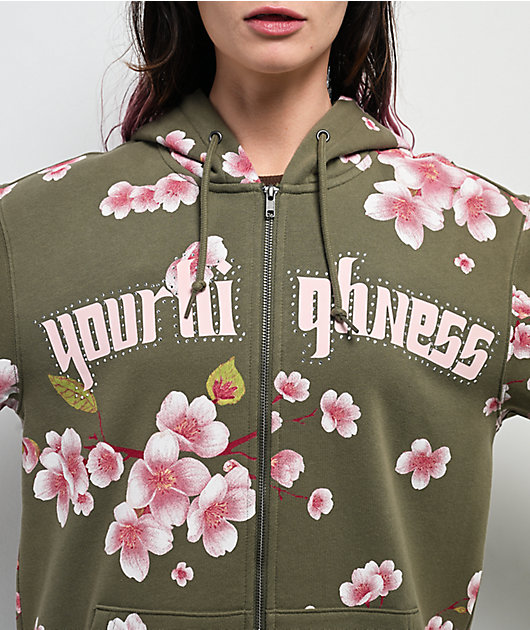 Your Highness Cherry Blossom Green Zip Hoodie | Zumiez
