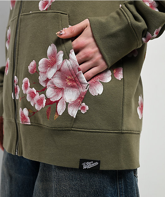 Your Highness Cherry Blossom Green Zip Hoodie | Zumiez
