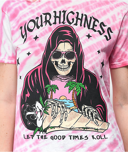 Your Highness Good Times Roll Pink & White Tie Dye T-Shirt