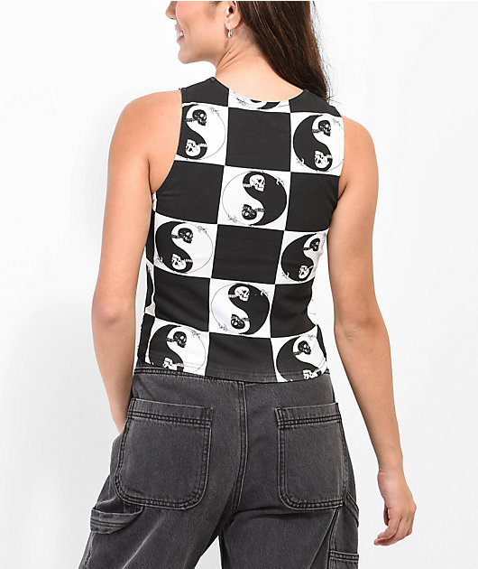 Your Highness Harmony Black & White Cut Out Tank Top