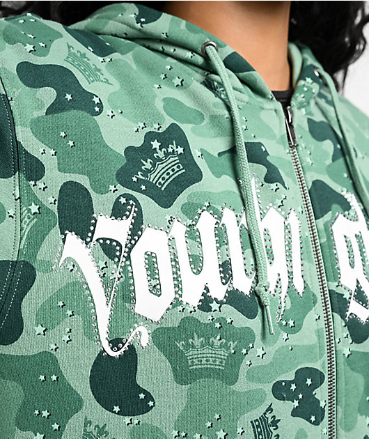 Your Highness Ocean Camo Green Zip Hoodie | Zumiez