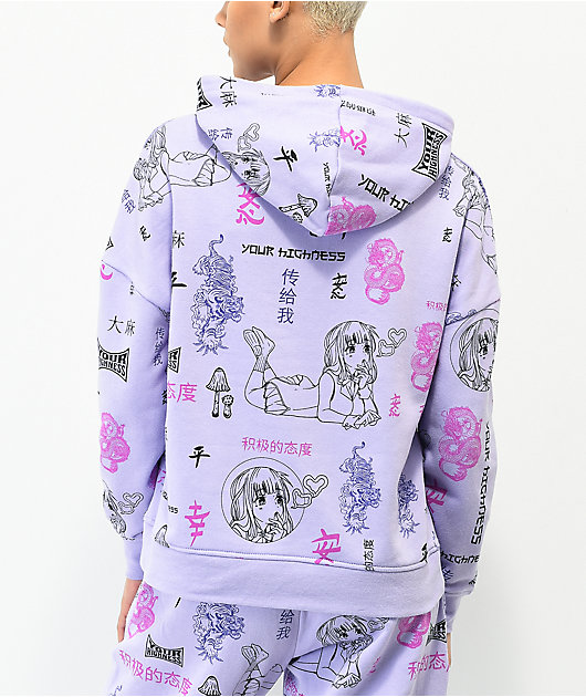 Your Highness Puff Puff AOP Purple Hoodie