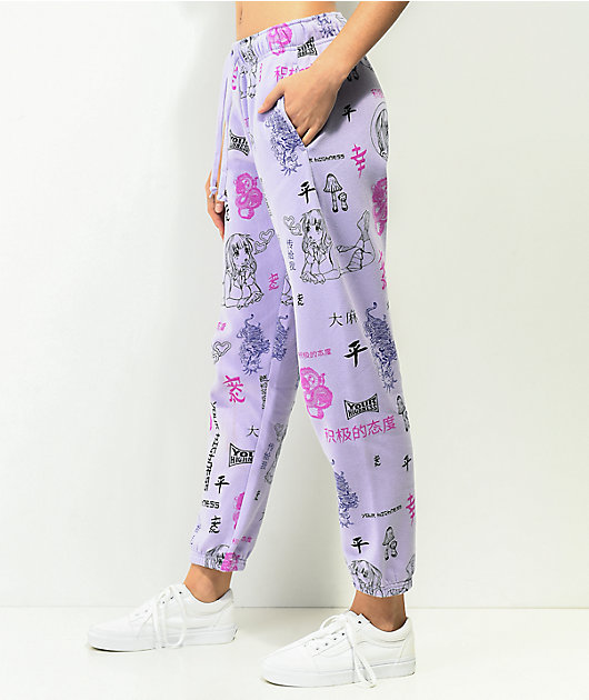 Your Highness Puff Puff AOP Purple Sweatpants