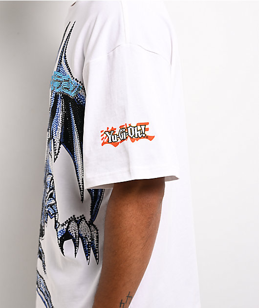 Yu-Gi-Oh! Blue Eyes White Dragon Rhinestone White T-Shirt