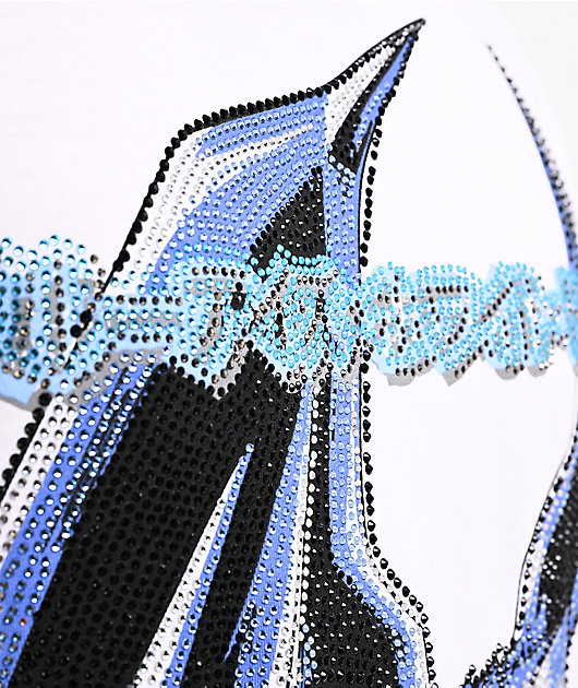 Yu-Gi-Oh! Blue Eyes White Dragon Rhinestone White T-Shirt