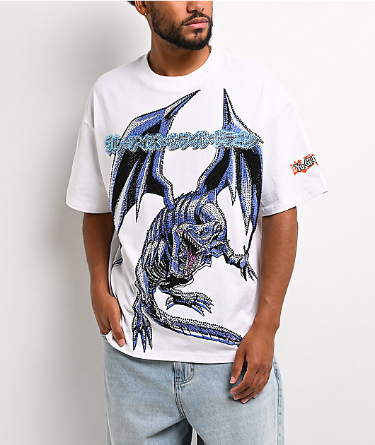Yu-Gi-Oh! Blue Eyes White Dragon Rhinestone White T-Shirt