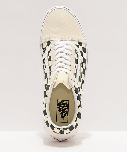 Zapatos de skate blancos Skool cuadros de Vans