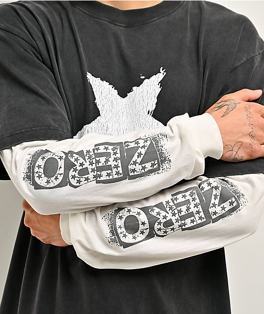 Zero Punk Star 2fer Black Wash & White Long Sleeve T-Shirt