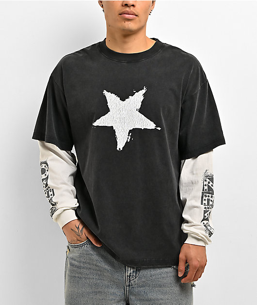 Zero Punk Star 2fer Black Wash & White Long Sleeve T-Shirt