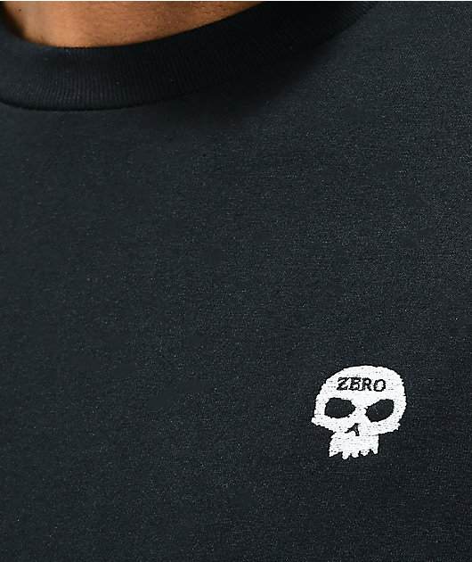 Zero Single Skull Embroidered Black T-Shirt