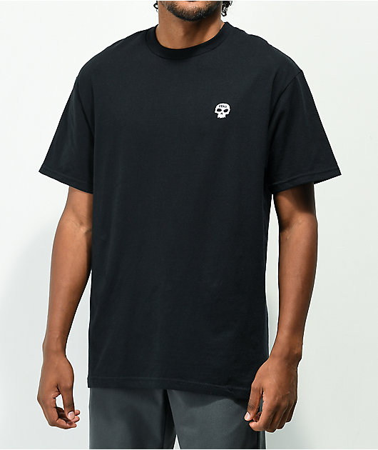 Zero Single Skull Embroidered Black T-Shirt