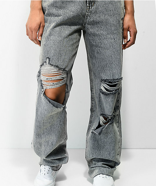 Ziggy Hi & Loose Grey Raider Trashed Jeans