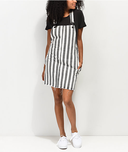 Ziggy Pippie Black & White Stripe Denim Overall Dress