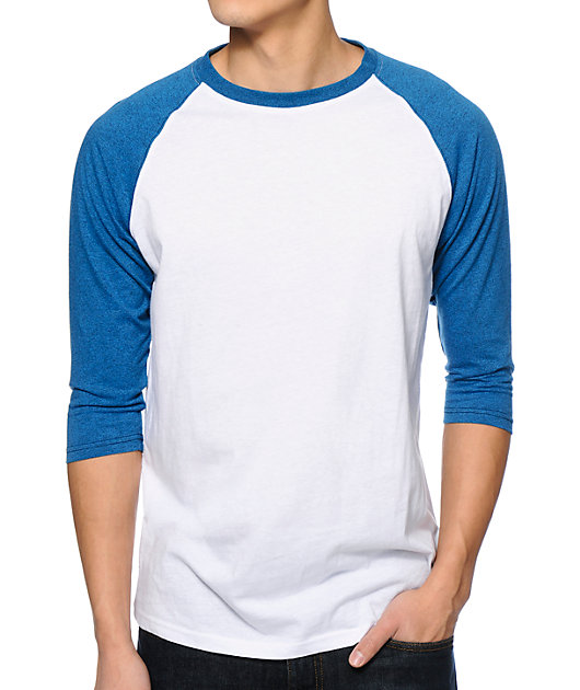 blue and white baseball shirt